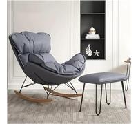 TONZN Poltrona a Dondolo Moderna per Soggiorno con poggiapiedi, Poltrona a Dondolo Imbottita con Schienale Alto, Poltrona a Dondolo con Schienale in Legno massello