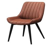 TONZN Sedia con Schienale in Pelle, Gambe in Metallo, Sedia da caffè per Il Tempo Libero, Sedia da Trucco in Stile Nordico (Colore: Marrone Chiaro, Dimensioni: Gambe Nere) (Gambe Nere Rosse)