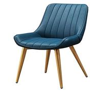 TONZN Sedia con Schienale in Pelle, Gambe in Metallo, Sedia da caffè per Il Tempo Libero, Sedia da Trucco (Colore: Marrone Chiaro, Dimensioni: Gambe Dorate) (Gambe Blu Oro)