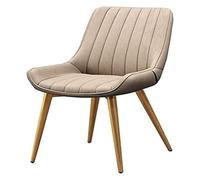 TONZN Sedia con Schienale in Pelle, Gambe in Metallo, Sedia da caffè per Il Tempo Libero, Sedia da Trucco (Colore: Marrone Chiaro, Dimensioni: Gambe Dorate) (Gambe Blu Nere)