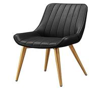 TONZN Sedia con Schienale in Pelle, Gambe in Metallo, Sedia da caffè per Il Tempo Libero, Sedia da Trucco in Stile Nordico (Colore: Marrone Chiaro, Dimensioni: Gambe Nere) (Gambe Nere e Dorate)