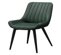 TONZN Sedia con Schienale in Pelle, Gambe in Metallo, Sedia da caffè per Il Tempo Libero, Sedia da Trucco in Stile Nordico (Colore: Marrone Chiaro, Dimensioni: Gambe Nere) (Gambe Nere Verdi)