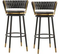 TONZN Sedia da Bar Girevole in Pelle Grigia e Arancione, 2 Pezzi, Altezza Bar, Gambe in Acciaio con poggiapiedi (Gambe in Metallo Grigio Nero 75 cm)