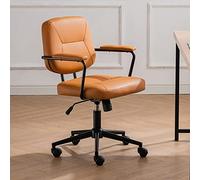 TONZN Sedia da Computer Sedia da Ufficio ergonomica con Ruote, Sedia da scrivania in Similpelle PU (6 (Arancione 66x82)