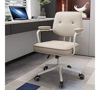 TONZN Sedia da Ufficio in Similpelle con Ruote e braccioli, Sedia da scrivania di metà secolo, Sedia da Ufficio per la casa, Sedia direzionale Larga (Bianco, 18" P x 20"L x 36"A)