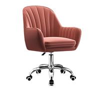 TONZN Sedia da Ufficio in Velluto Grigio Sedia Girevole, Sedia da Pranzo ergonomica Girevole con Schienale Medio per Soggiorno Sedia da Ufficio Girevole Regolabile in Altezza (Pasta di Fagioli)