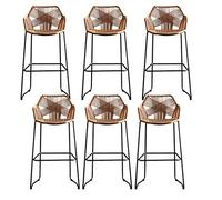 TONZN Sedia Girevole da Bar in Pelle Grigia e Arancione, 2 Pezzi, Altezza Bar, Gambe in Acciaio, con poggiapiedi (6 Pezzi, Altezza 75 cm)