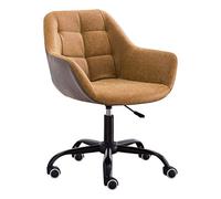 TONZN Sedia Girevole da scrivania, Sedia Girevole ergonomica, Sedia da Lavoro in Similpelle con braccioli, Sedia da scrivania per la casa (Marrone Chiaro)