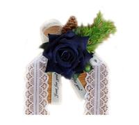 TONZN Set di 2 pezzi fiore a mano fiore rosa fiore da polso fiore bianco e cinturino in pizzo sposa damigella d'onore braccialetto fiore da polso (2 pezzi)