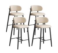 TONZN Set di 3 sgabelli da Bar Alti Fino al bancone, sgabelli da Bar da Cucina con Struttura in Metallo Nero, Altezza Seduta 75 cm (4 Pezzi Bianco Sporco, Altezza 75 cm)