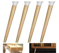 TONZN Set di 4 gambe per mobili in legno massello gambe coniche inclinate per tavolo da cucina tavolo da pranzo di ricambio piedi per tavolino piede per scrivania del computer, nero (color legno)