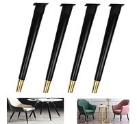TONZN Set di 4 gambe per mobili in legno massello gambe coniche inclinate per tavolo da cucina tavolo da pranzo di ricambio piedi per tavolino piede per scrivania del computer, nero (nero 42 cm)