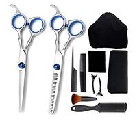 TONZN Set di Forbici Professionali per Tagliare i Capelli, Forbici sfoltitrici da 6 Pollici, Pettine, Clip, Mantella per Parrucchiere, Barbiere, 11 Pezzi