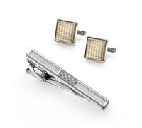 TONZN Set di Gemelli con fermacravatta da Uomo, fermacravatta smaltato con Gemelli con Diamanti, Stile Europeo e Americano (B Come Mostrato nell'immagine)