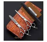 TONZN Set di Utensili per Tagliare i Capelli da 6,0 Pollici, Forbici da Parrucchiere con Impugnatura a Mano, Forbici da Barbiere, Forbici da Taglio Piatte, Forbici da Denti, Set da Taglio per Capelli