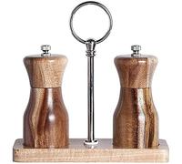 TONZN Set macina Sale e Pepe con rotore in Ceramica a Bastoncino di Legno per Cucinare Utensili da Cucina Macina Sale Macina Sale e Pepe