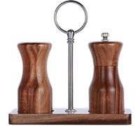 TONZN Set macina Sale e Pepe in Legno Mulino con Manico Macina Sale Regolabile in Legno Fabbrica Rotore in Ceramica Utensili da Cucina Senza BPA Macina Sale Macina Sale e Pepe
