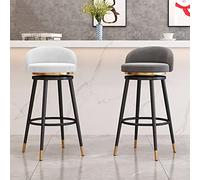 TONZN Sgabelli da Bar girevoli in Velluto Farmhouse, Set da 2, Seduta Girevole Imbottita Bianca, Gambe in Metallo Dorato, 25,59 Pollici (Bianco 65 cm (25,59 Pollici))