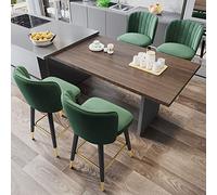 TONZN Sgabelli da Bar girevoli in Velluto, Set da 2 con Schienale, sedie da Cucina Imbottite per Bar e ristoranti (Altezza Verde: 75 cm)