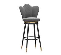 TONZN Sgabelli da Bar Moderni Set di 2 sgabelli da Bar girevoli Imbottiti con Schienale per Isola Cucina Bar bistrot Grigio 65 cm Gambe Nere (1 Pezzo 65 cm Gambe Nere)