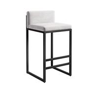 TONZN Sgabello da Bar con Schienale, Sgabello da Bar Imbottito Moderno con poggiapiedi e Gambe in Metallo per Bar, Cucina, Sala da Pranzo (Bianco 55 cm)