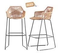TONZN Sgabello da Bar Girevole in Pelle Grigio e Arancione, 2 Pezzi, con Gambe in Acciaio e poggiapiedi (Altezza n. 6 65 cm (25,6"))