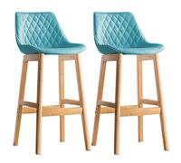 TONZN Sgabello da Bar Girevole in Pelle Grigio e Arancione da 2 Pezzi con Gambe in Acciaio e poggiapiedi (Blu 71 cm)
