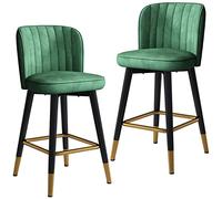 TONZN Sgabello da Bar Girevole in Pelle Grigio e Arancione da 2 Pezzi con Gambe in Acciaio e poggiapiedi (Verde 75 cm)