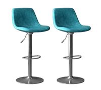 TONZN Sgabello da Bar Girevole in Pelle Grigio e Arancione da 2 Pezzi con Gambe in Acciaio e poggiapiedi (Gambe Blu Argento)