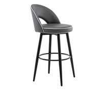 TONZN Sgabello da Bar Girevole in Pelle Grigio e Arancione da 2 Pezzi con Gambe in Acciaio e poggiapiedi (Grigio Scuro 62 cm)