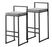 TONZN Sgabello da Bar Girevole in Pelle Grigio e Arancione da 2 Pezzi con Gambe in Acciaio e poggiapiedi (Grigio 2 Pezzi)