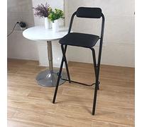 TONZN Sgabello Pieghevole Portatile con Schienale e Seduta Imbottita, Struttura in Metallo, Sgabello da Bar per Cucina, Ristorante, Nero, 65 cm (26") (Nero 65 cm (26")