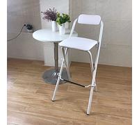 TONZN Sgabello Pieghevole Portatile con Schienale e Seduta Imbottita, Struttura in Metallo, Sgabello da Bar per Cucina, Ristorante, Nero 65 cm (26") (Bianco 70 cm (28")