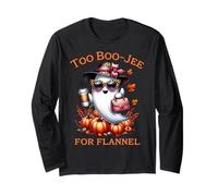 Too Boo-JEE per Flannel Funny Halloween Ghost Maglia a Manica