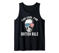 Too Cool for British Rule Skull Bandiera USA 4 luglio Patriottica Canotta