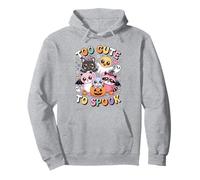 Too Cute To Spook Kawaii Halloween Animali Zucca Fantasma Divertente Felpa con Cappuccio