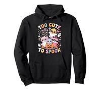 Too Cute To Spook Kawaii Halloween Animali Zucca Fantasma Divertente Felpa con Cappuccio