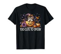 Too Cute To Spook Kitten Graphic for Cat Mom Halloween Cat Maglietta