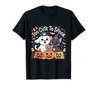 Too Cute To Spook Pirata Cane Strega Gatto Halloween Divertente Maglietta