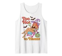 Too Hot to Haunt Halloween Witch Summer Humor Canotta
