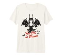 Too Hot to Haunt Retro Pin Up Demon Halloween Costume Maglietta Premium