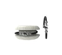 Too Late Bracciale Donna Caucciù con Strass e Charm, Bracciale Macaron Gioiello con Charm Cuore Stella Portafortuna - 100% Made in Italy (strass star, nero)