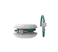 Too Late Bracciale Donna Caucciù con Strass e Charm, Bracciale Macaron Gioiello con Charm Cuore Stella Portafortuna - 100% Made in Italy (strass luck verde sm)