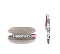 Too Late Bracciale Donna Caucciù con Strass e Charm, Bracciale Macaron Gioiello con Charm Cuore Stella Portafortuna - 100% Made in Italy (strass cry, rosa)