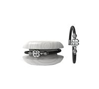 Too Late Bracciale Donna Caucciù con Strass e Charm, Bracciale Macaron Gioiello con Charm Cuore Stella Portafortuna - 100% Made in Italy (strass luck, nero)