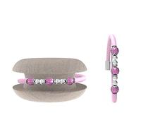 Too Late Bracciale Donna Caucciù con Strass e Charm, Bracciale Macaron Gioiello con Charm Cuore Stella Portafortuna - 100% Made in Italy (strass color, rosa)