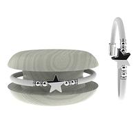 Too Late Bracciale Donna Caucciù con Strass e Charm, Bracciale Macaron Mignon Gioiello con Charm Cuore Stella Portafortuna - 100% Made in Italy (star, bianco)