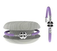 Too Late Bracciale Donna Caucciù con Strass e Charm, Bracciale Macaron Mignon Gioiello con Charm Cuore Stella Portafortuna - 100% Made in Italy (love, lilla)