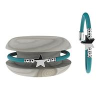 Too Late Bracciale Donna Caucciù con Strass e Charm, Bracciale Macaron Mignon Gioiello con Charm Cuore Stella Portafortuna - 100% Made in Italy (star, verde sm)