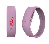 Too Late LED ORIGINAL Orologio Digitale Unisex Quadrante Led, Accensione Touch, Cinturino in Silicone Ultra Leggero, Vasetto Confezione Regalo, Funzione Data e Ora (M, Rosa)